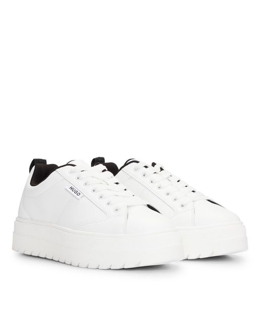 HUGO White Lyssa Tenn Platform Trainers