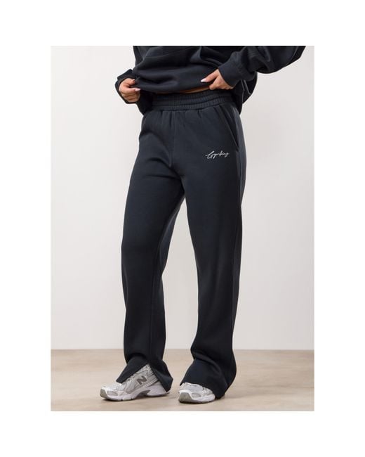 Gym King Blue Reset High Waisted Cotton Open Hem Joggers