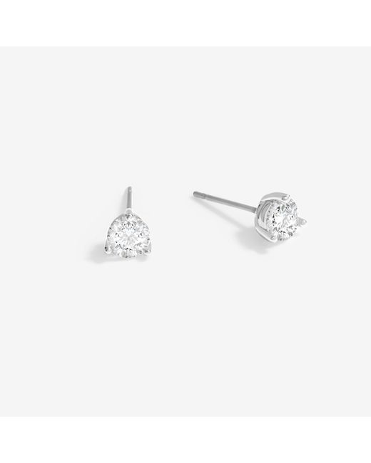 Jon Richard White Rhodium Plated Cubic Zirconia Round Stud Earrings