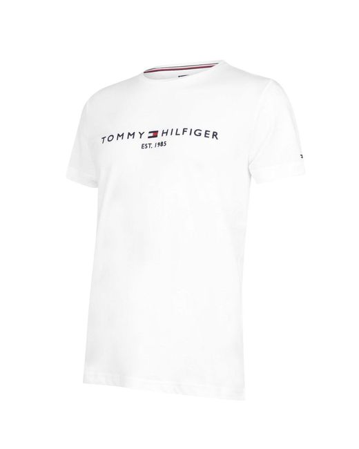 Tommy Hilfiger White Logo Crew Neck T Shirt for men