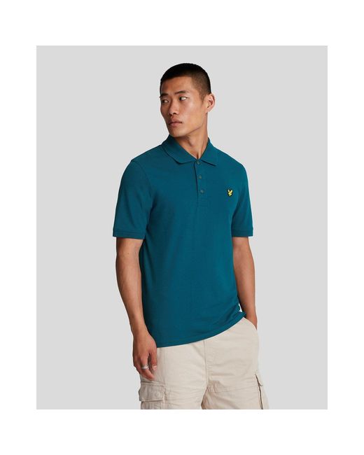 Lyle & Scott Blue Basic Short Sleeve Polo Shirt for men