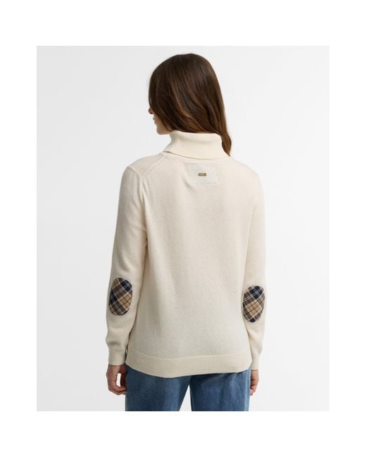 Barbour White Pendle Roll-Neck Jumper