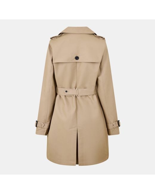 Jack Wills Natural Double Breasted Cotton Water Resistant Mid-Length Trench Coat