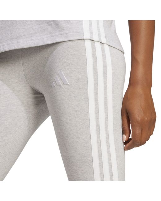 Adidas Gray Essentials 3 Stripe Leggings
