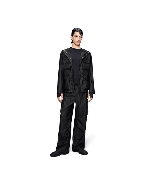 Rains Black Pocket Waterproof Jacket