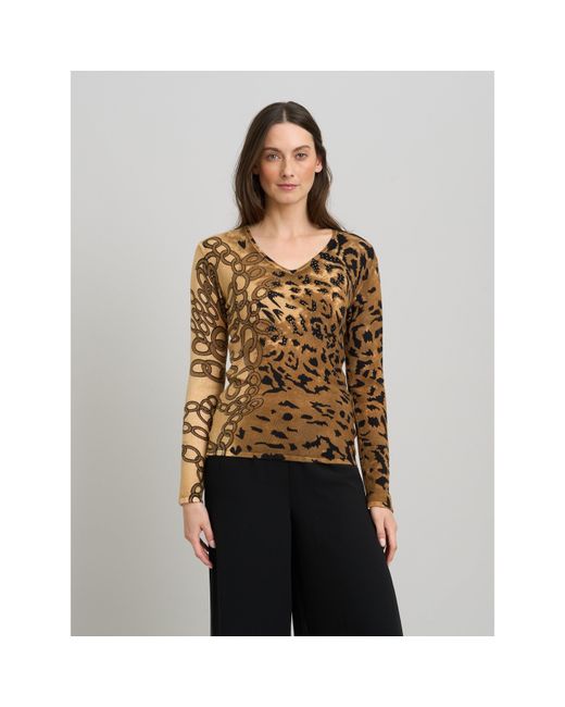 Gina Bacconi Brown Korra Print Jumper With Diamante