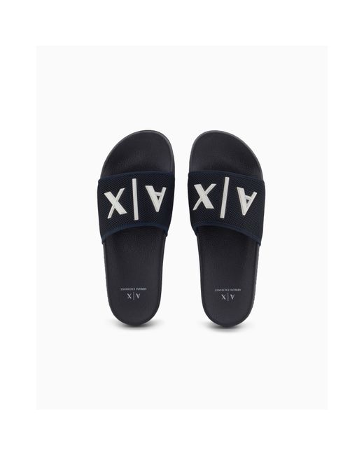 ARMANI EXCHANGE Blue Pool Sliders for men