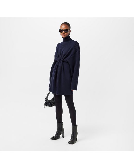 Balenciaga Blue Bal Pinch Mini Knitted Jumper Dress