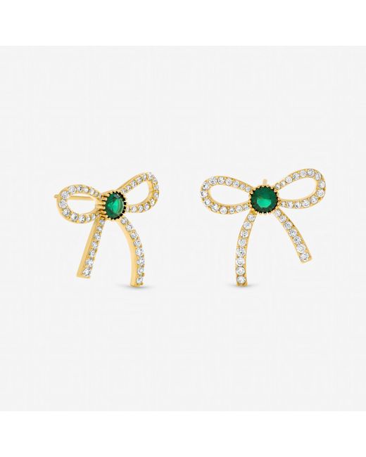 Jon Richard Metallic Plated Emerald Crystal Bow Studs