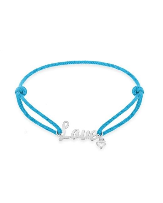 Be You Blue Sterling Silver Cord 'love' Charm Bracelet
