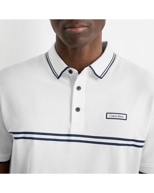 Calvin Klein White Short Sleeve Performance Polo Shirt for men