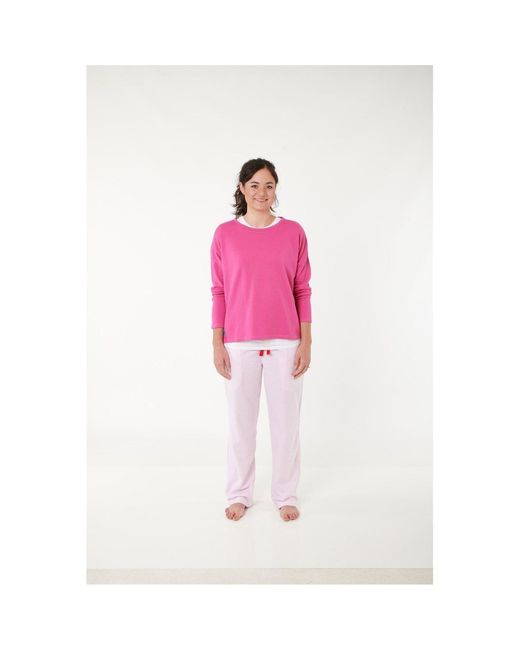 Lounge Pink Ladies Organic Brushed Cotton Lounge Trousers