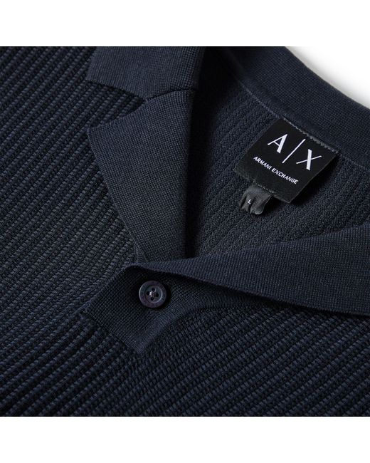 ARMANI EXCHANGE Black Knitted Polo Shirt for men