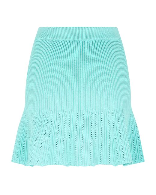 Balmain Blue Knitted Skater Midi Skirt