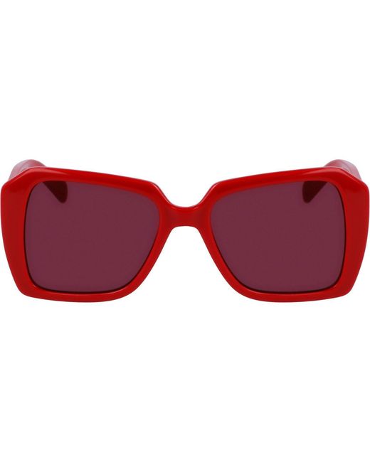 Karl Lagerfeld Red Uv Protection Rectangle Sunglasses