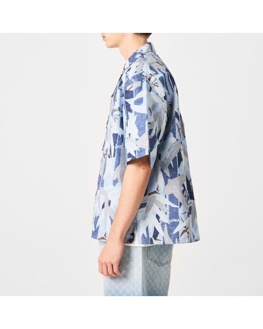 KENZO Blue Hawaiian Short Sleeve Patterned Shirt for men