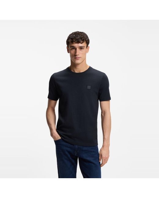 Boss Blue Tales T-Shirt With Logo Patch Premium Cotton for men