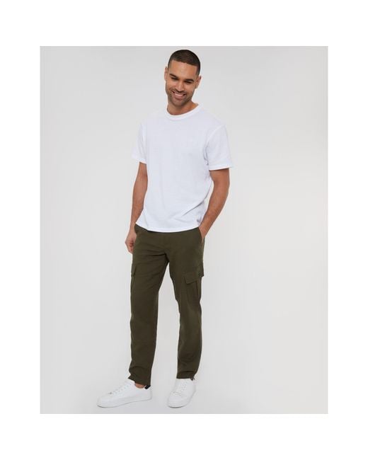 Threadbare Green Linen Cargo Trousers for men