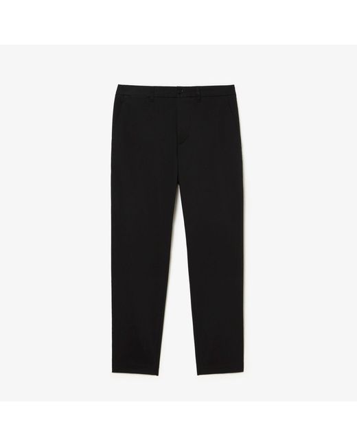 Lacoste Black Stretch Cotton Tapered Chinos for men