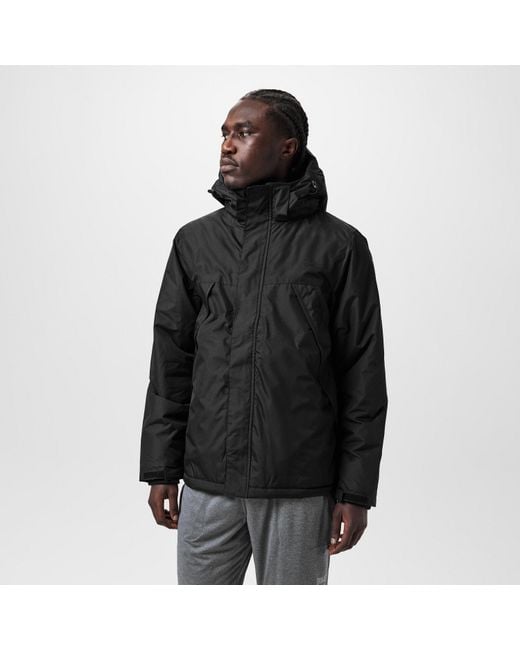 Slazenger 1881 Black Weather Water Resistant Detachable Hood Puffer Jacket for men