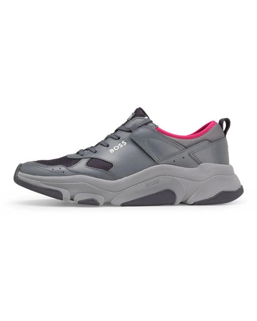 Boss Gray Asher Runners Casual Low-Top Trainers for men