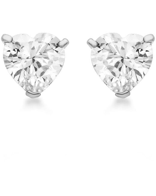 Be You White Sterling Cz Heart Studs