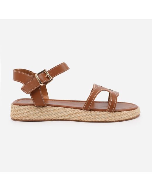 Where's That From Brown Pu Sofia Wide Fit Flatform S