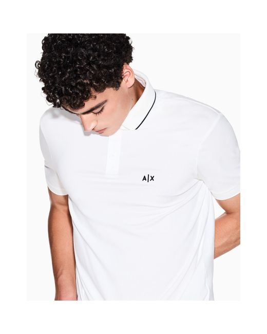 ARMANI EXCHANGE White Short Sleeve Polo Shirts for men