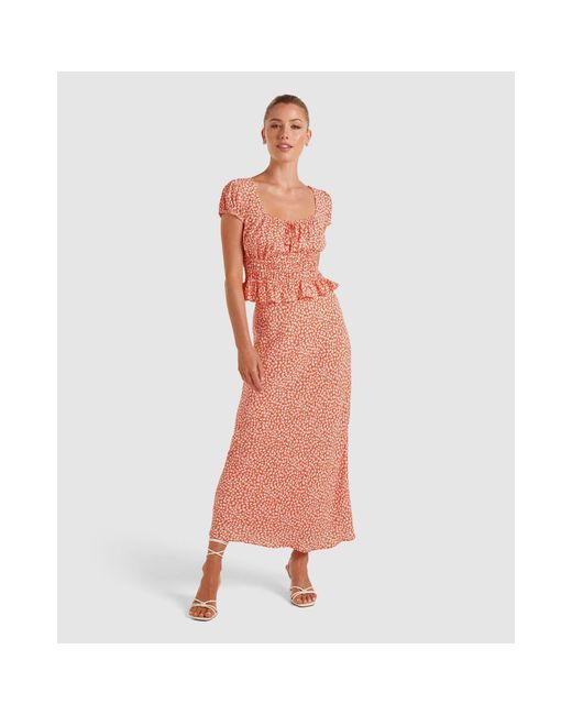 Forever New Orange Posy Bias Maxi Skirt