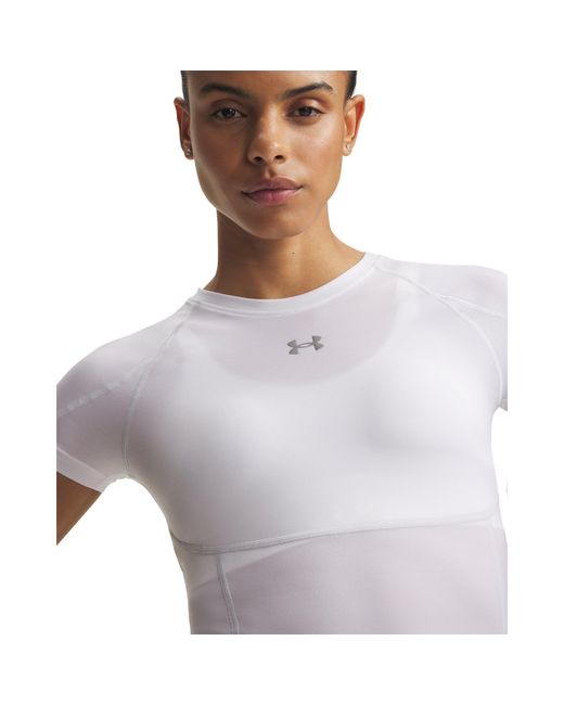 Under Armour White Heatgear Elite Short Sleeve Reflective