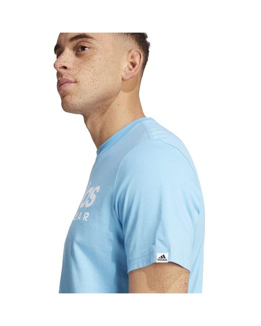 Adidas Blue Essentials Single Jersey Logo T-Shirt for men