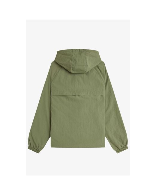 Fred Perry Green Taslan Hooded Shell Rain Anorak for men