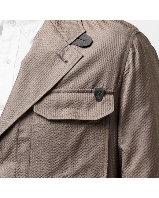 Brioni Brown Seersucker Long Sleeve Blazer for men
