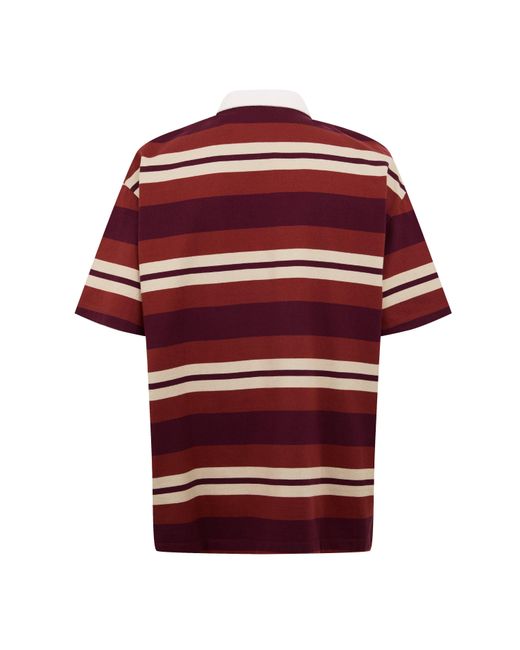 Timberland Red Striped Rugby Short Sleeve Polo Shirt for men