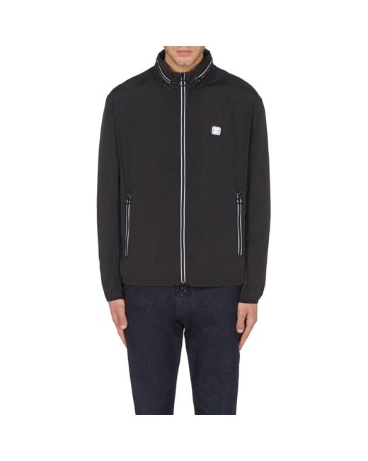 ARMANI EXCHANGE Black Patch Logo Long Sleeve Zip Harrington Jacket for men