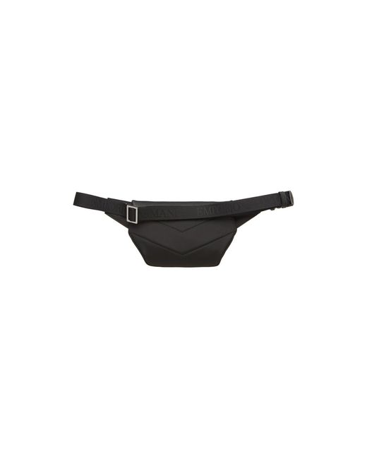 Emporio Armani Black Eagle Badge Faux Leather Zip Bum Bag for men