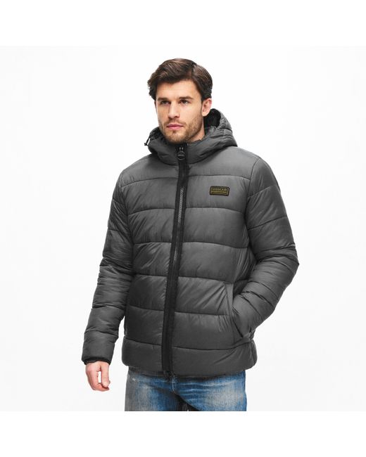 Barbour Blue Bobber Quilted Fixed Hood Short Puffer Jacket for men