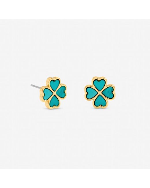Jon Richard Blue Plated And Clover Huggie Earrings