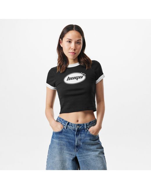 HUGO Black Dalia Baby Ringer T Shirt
