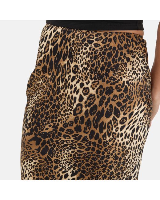 I Saw It First Brown Leopard Print Satin Maxi Skirt