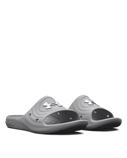 Under Armour Gray Locker Pool Sliders