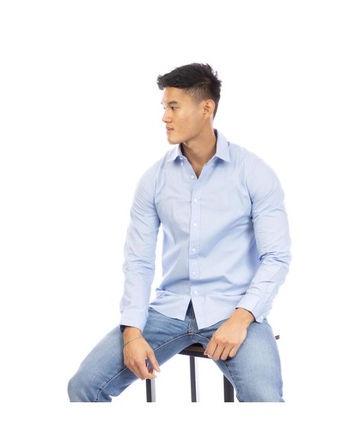 Peter Werth Blue Long Sleeve Plain Shirt for men