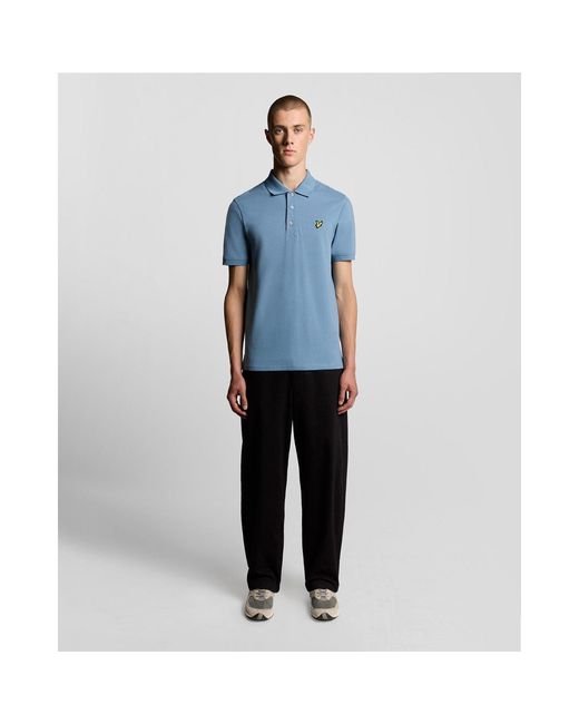 Lyle & Scott Blue Basic Short Sleeve Polo Shirt for men