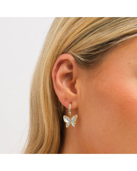 Jon Richard Metallic Plated Pave And Butterfly Half Hoops