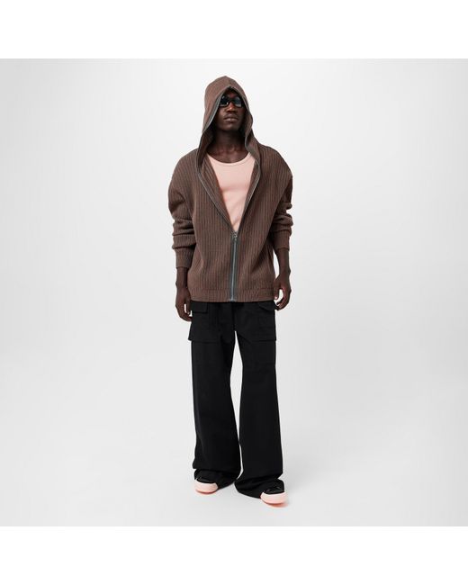Rick Owens Brown Asymmetric Zip Hoodie for men