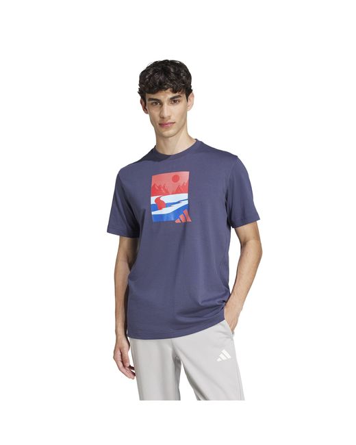 Adidas Blue Graphic Logo T-Shirt for men