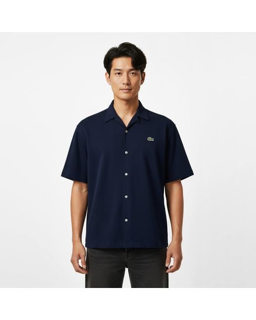 Lacoste Blue Short Sleeve Plain Shirt for men