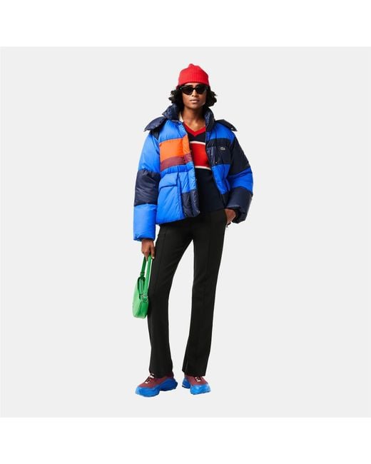 Lacoste Blue Oversized Removable Hood Puffer Jacket