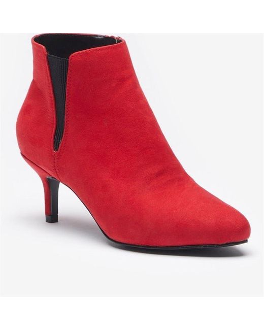 Be You Red Ultimate Comfort Kitten Heel Ankle Boots