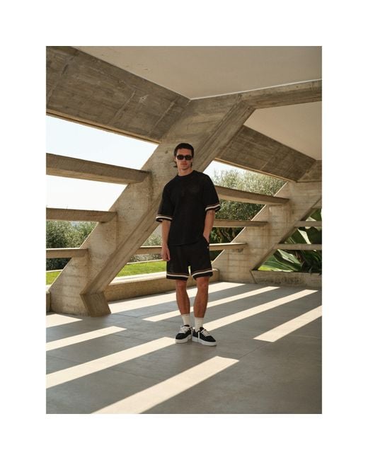 The Couture Club Black Woven Tracksuit Shorts for men